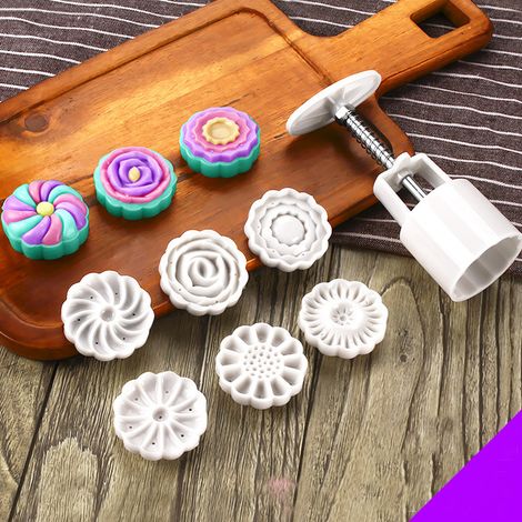 Juego de moldes para pasteles de luna, moldes para pasteles de luna, utensilios para hornear para el Festival del Medio Otoño, prensas manuales para galletas con molde de 50 g, máquina para hacer past