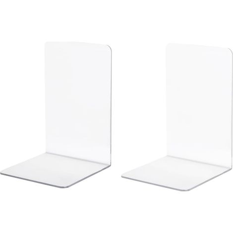 Lot de 2 serre-livres en acrylique transparent pour étagères pour livres lourds décoratifs antidérapants pour la maison, la bibliothèque et le bureau (1/3)