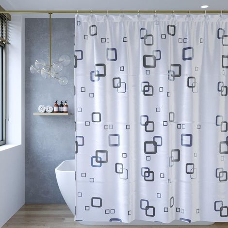1 Rideau de Douche, 180x200 cm, PEVA, Anti-moisissure, Hydrofuge, 12 Crochets, Salle de Bain