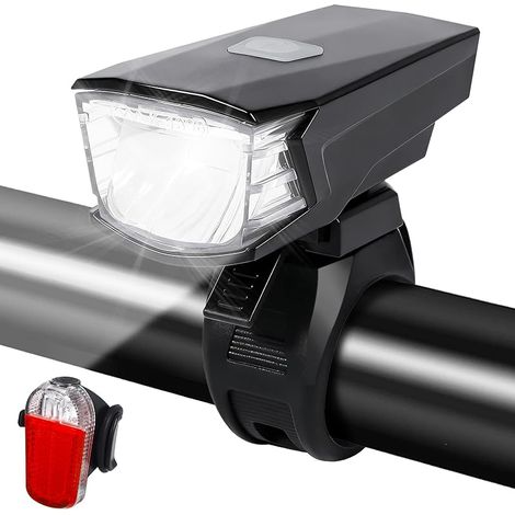 Lumières de Vélo Avant et Arrière, Eclairage Vélo USB Rechargeable avec Charge Rapide de 1,5H, Étanche IPX4, LED Puissante pour Cyclisme Nocturne, Lumière Velo pour VTT, VTC (1/5)