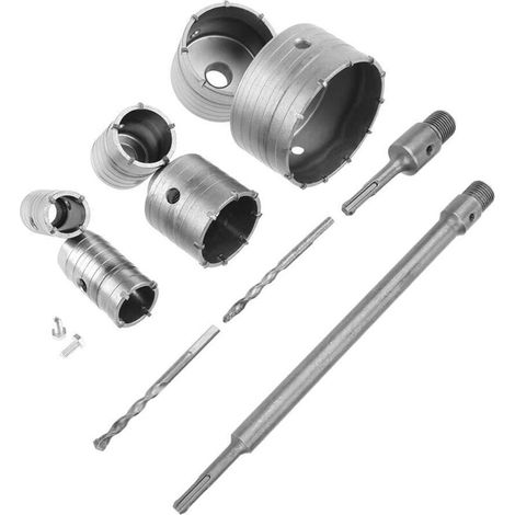 Kit couronne de forage creuse 30 mm, 40 mm, 65 mm, 82 mm, 110 mm avec filetage M22 SDS plus 300 mm et SDS Max 300 mm Foret de scie cloche murale pour maçonnerie et béton (1/4)