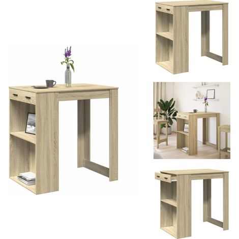 Table de bar chêne sonoma 102x70x103,5 cm bois d'ingénierie - Table De Bar - Tables De Bar - Table De Pub - Table De Bar De Cuisine (1/5)