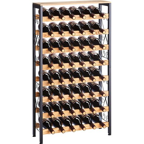 Casier à Vin Autoportant Capacité 48 Bouteilles, Range Bouteilles à 8 Niveaux, Étagère à Vin Stable, avec Plateau en Bois et Pieds Réglables, Cuisine Garde-manger Salle à Manger Cave Bar (1/5)
