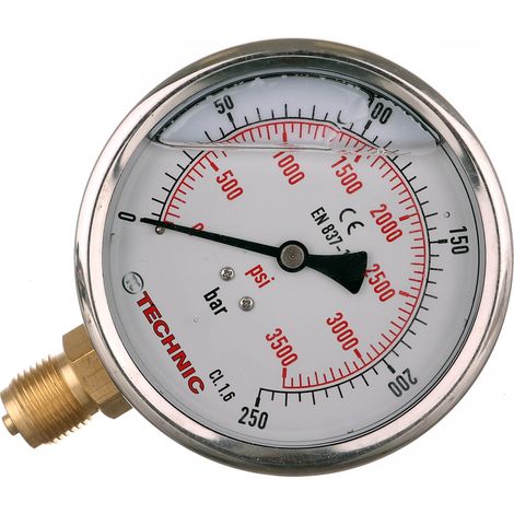 Glycerin-Manometer 1/2 Zoll 100 mm 250 bar für Luft und Wasser (1/3)