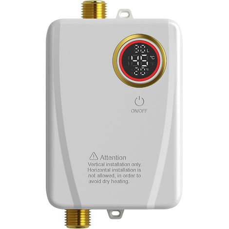 Calentador de agua instantáneo sin tanque de 3500 W y 220 V con pantalla LCD para fregaderos en línea, calentador de agua bajo el fregadero (blanco) (1/5)