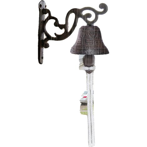 Campana de barco suspendida, hierro fundido, imitación bronce, 13,5 x 13,5 cm / 5,31 x 5,31 pulgadas, diámetro de la abertura de la campana: 7,5 cm / 2,95 pulgadas, longitud de la campana: 5 cm / 1,97 (1/5)