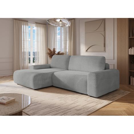 Canapé d'angle gauche convertible avec coffre en velours côtelé (1/5)