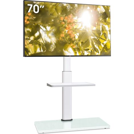 Support TV sur Pied pour TV de 32-70 Pouces,Pied TV avec Étagère Réglable en Hauteur Pivotant 60° et Inclinable 12°,Max. VESA 400x400 mm Max. Capacité 40 KG (1/5)