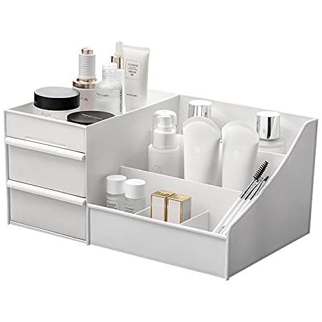 Boîte de rangement cosmétique de bureau avec tiroirs, organiseur de maquillage pour coiffeuse et salle de bain (1/5)