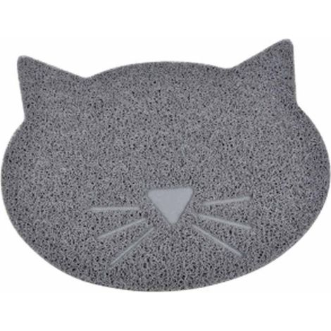 Tapis Repas pour Chat "Tête de Chat" 43cm Gris