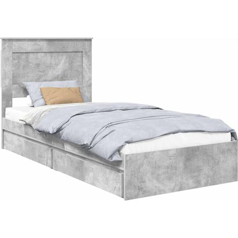 Letto con Contenitore con testiera Grigio cemento 75 x 190 cm vidaXL