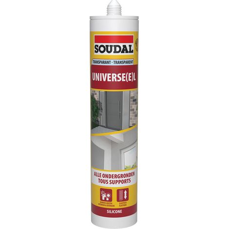 Silicone universel - Mastic silicone acétique universel - Soudal - Cartouche de 290 ml Transparent (1/2)