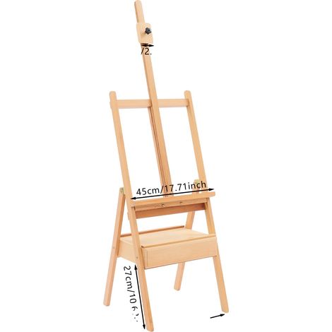 Caballete de pintura, fabricado en robusta madera de haya, con un práctico cajón de almacenamiento, madera de fresno. (1/2)
