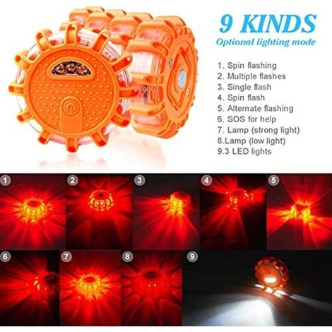 LED-Rundumleuchte, wasserdichte kabellose LED-Anhängerbeleuchtung, batteriebetriebene orange Rundumleuchte, blaue Rundumleuchte für Traktoren, Blitzleuchten, Rundumleuchte für Autos, Boote und LKWs (O