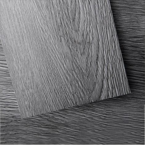 Lot de 36 Carrelage de Sol Autocollant en Vinyle Foncé Surface rigide, noyau dur, facile à monter soi-même, 5m²,Gris (1/5)