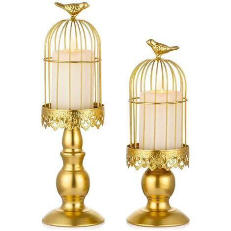 [JAMAIS UTILISÉ]ZOLGINAH Boujoir Chandelier à Cage à Oiseaux Vintage Decorative Mariage Chandeliers Bougoire Décoratifs pour Tables de Mariage, Shabby Chic Ornements pour Chandeliers Sculptés en Fer F (1/5)