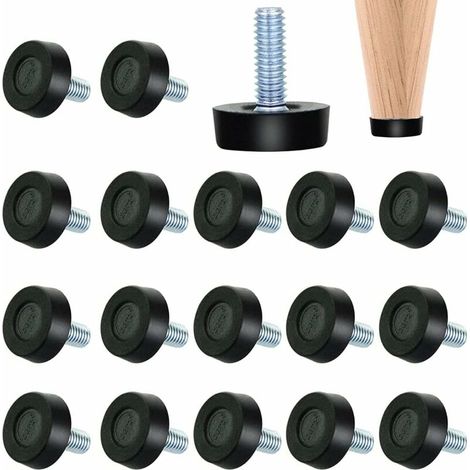 RHG Patin Chaise en Caoutchouc Protection Pied de Chaise Antibruit Pied de Nivellement Tampon Chaise à Visser Protection Pied de Table Tampon de Chaise Ronde pour Table Meuble Bureau Chaise  20 Pcs