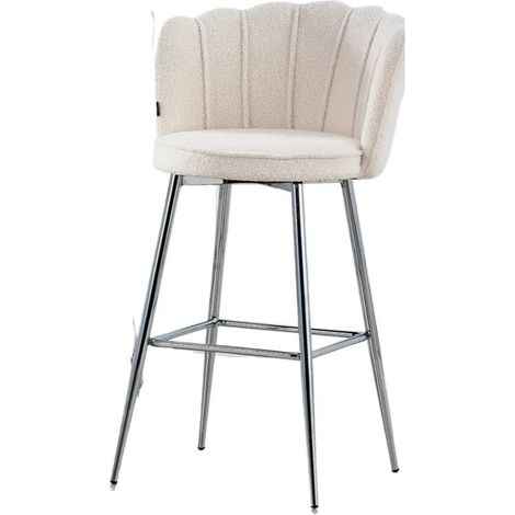 Lot de 2 tabourets de bar NYMPHEA chrome doudou bouclé