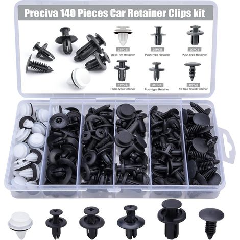 140 Stück Auto Befestigung Clips, Auto Türplatte Schnappt Set, Kfz Werkzeug 6 Arten Türverkleidung Klammern, Stoßstangen Zierleisten Plastikklips Set, Spreiznieten Karosserie Befestigungssatz (1/5)