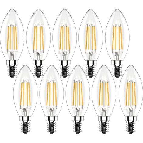 Ampoule Flamme E14,4W LED Bougie Flamme,Dimmable Ampoule Filament LED,400LM Lampe de Bougie,Blanc Chaud 2700K,pour Décoration,10 Pièce