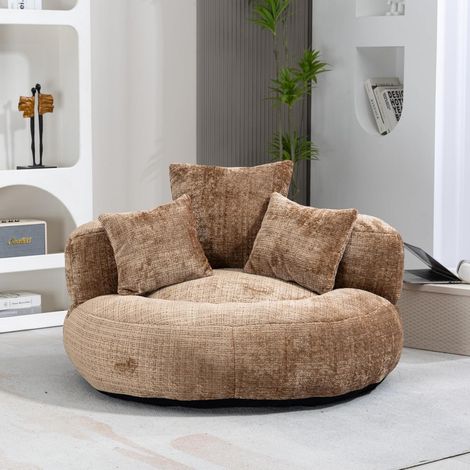 Sitzsack mit 3 Kissen, bequemer Lounger mit hohem Rücken, für Erwachsene & Kinder, Kaffee (1/5)