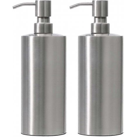 2 distributeurs savon inox comptoir, pompe anti-fuite cuisine (1/4)