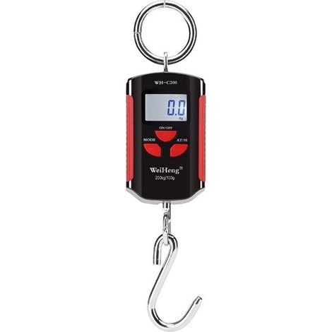 Balance de grue électronique portable, balance à bagages, plage de mesure précise 200 kg/100 g crochet en acier inoxydable audacieux, cadre rouge - cadre rouge (1/5)
