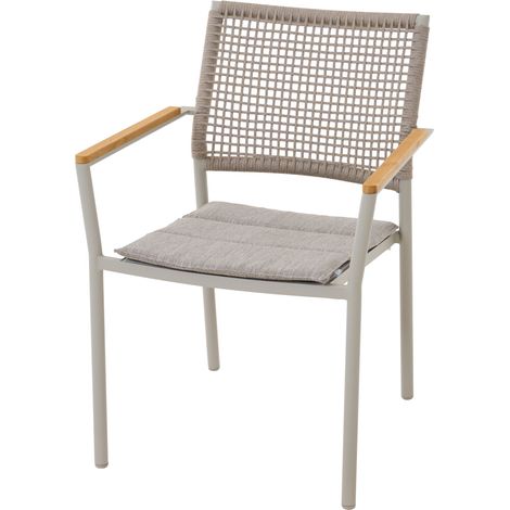 Siena Garden Kent Stapelsessel matt seidengrau/taupe grau/Teak Rope