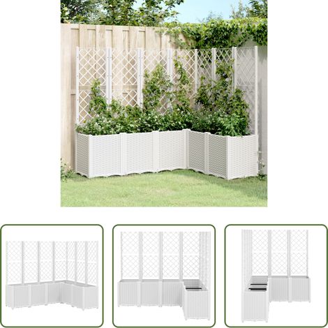 Treillis -  Jardinière avec treillis blanc 160x120x140 cm PP (1/5)