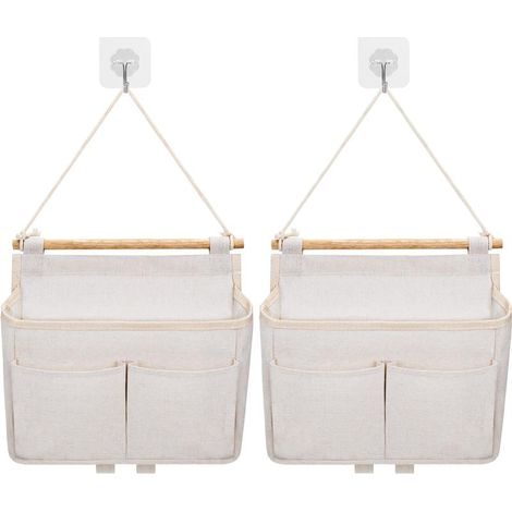 Bolsa de Almacenamiento de Pared, 2pcs Bolsa Colgante Organizadora de Bolsillos (Beige) (1/5)