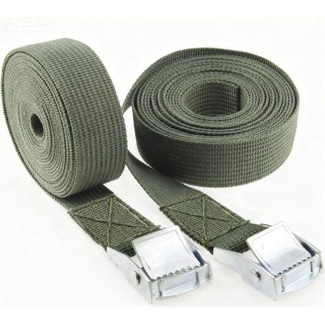 2 sangles de tension, kit de fixation avec sangle pour porte-vélos, porte-motos et porte-vélos, vert olive, 2,5 x 200 cm (1/5)