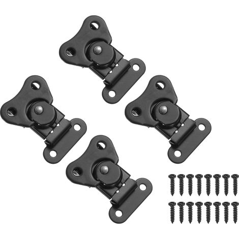 4Pcs 1.97x1.5" Verrou Papillon À Ressort Verrou Papillon Noir En Acier, Garde Verrou À Bascule, Pour Fermeture De Boîte Coffre serre-joint (1/5)