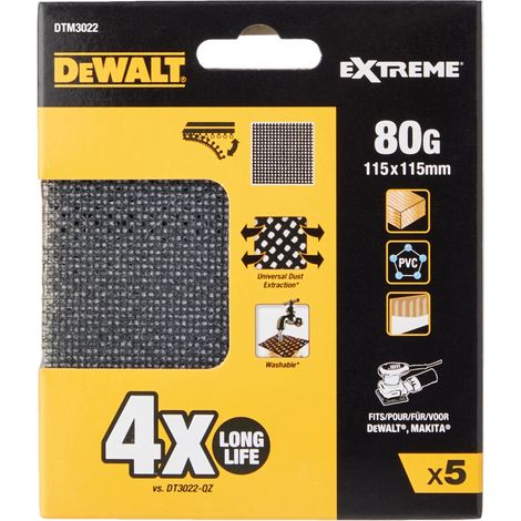 DEWALT DTM3022-QZ 1/4 Mesh Sanding Sheets Medium/Fine 80 Grit (Pack 5) DEWDTM3022QZ (1/4)