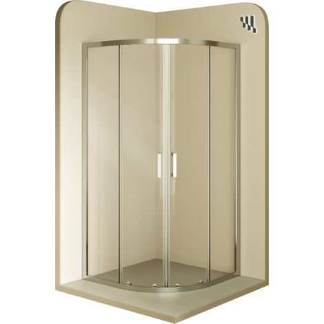 Mampara de ducha Ella - 80x80x190cm Puerta corredera, Ajuste 77,5-79,5x77,5-79,5cm Perfiles Cromados, Cristal transparente 6 mm (1/5)