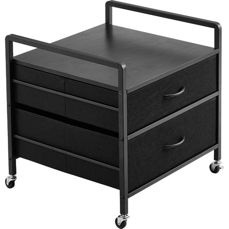 Mophorn Supporto per minifrigo con contenitore, capacità 176 libbre, tavolo per minifrigo con 2 cassetti e 4 ruote girevoli, ripiano mobile per minifrigo, organizer per minifrigo nero