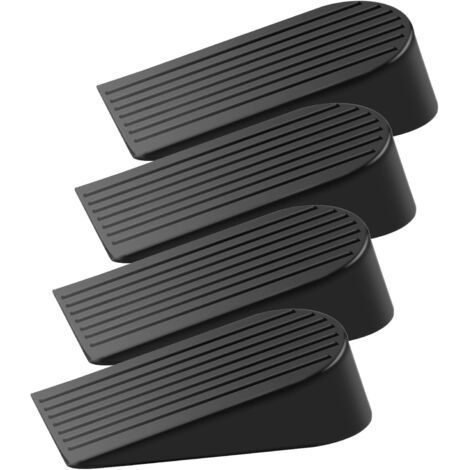 Lot de 4 butées de porte extra larges en caoutchouc, très résistantes, noires pour sol, grandes butées de porte antidérapantes pour terrasse, extérieur, maisons, bureaux, garage (1/5)