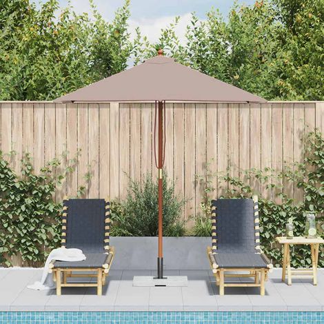 Parasol avec mât, Parasol pour Balcon Jardin Plage Terrasse, en bois 150 x 200 cm Taupe OIB9217E (1/5)