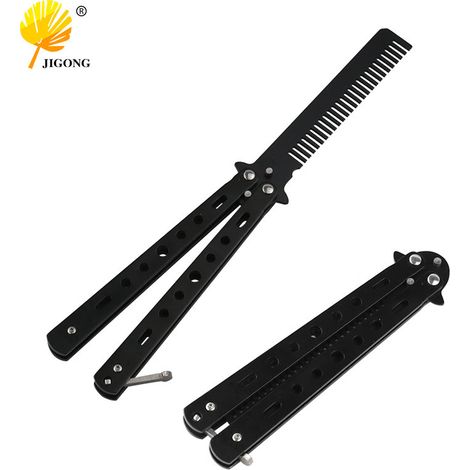 Peigne papillon en acier inoxydable, peigne d'entraînement extérieur, couteau d'entraînement de sécurité, non affûtable, peigne papillon d'entraînement portable pour débutants.