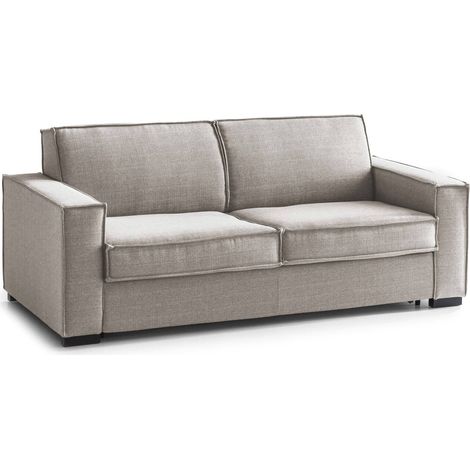 Talamo Italia Schlafsofa Adalgisa, 3-Sitzer-Sofa, 100% Made in Italy, Wohnzimmersofa mit drehbarer Öffnung, aus gepolstertem Stoff, mit Standard-Armlehnen, Cm 220x95h90, Turteltaube