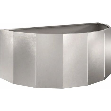 Fioriera semi-rotonda dal design moderno per esterni 90 x 45 x 35 cm facile da montare in acciaio inossidabile argento 020052933