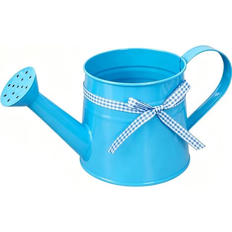 Regadera metálica: 1 L, estilo vintage, hojalata, 2 en 1, para regar y decorar plantas - Herramienta de jardinería duradera para plantas de interior y exterior, ideal para niños y madres - Azul (1/5)