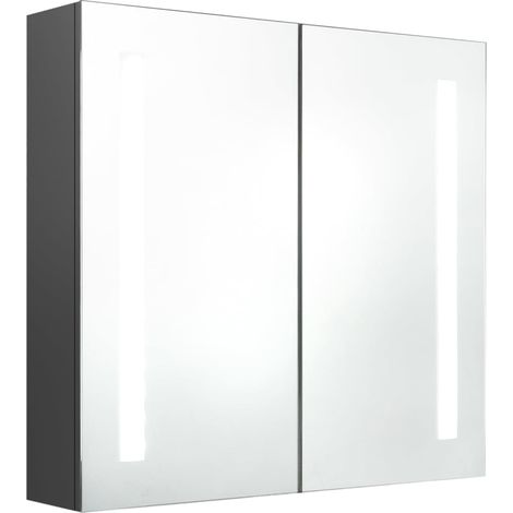 Maison Exclusive - LED-Spiegelschrank fürs Bad Grau 62x14x60 cm