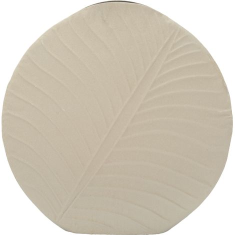 Vaso Dune Round in metallo crema con decoro a foglia