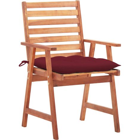Maison Exclusive - Sedie da Pranzo da Esterni con Cuscini 3 pz Massello di Acacia (1/5)