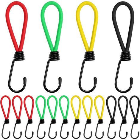 16 Pièces Tendeurs Elastique avec Crochets,Tentes Crochet Tendeur,Crochet de Tente de Camping Sangle de Tendeur en Caoutchouc,pour Le Camping, Les Bâches, Les Auvents, Les Tentes
