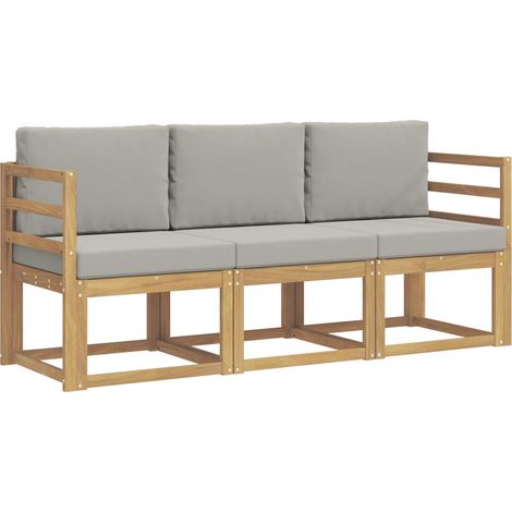 Set di divani da esterno 3 pcs Bianco e Grigio Chiaro vidaXL