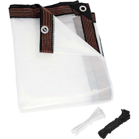 6 6x13 FT transparent résistant à l eau Tarps robuste extérieur jardin Rainproof Covering transparent Vinyl Tarp avec (1/5)