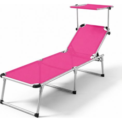 Lettino Prendisole Pieghevole Con Tettuccio Parasole Schienale Reclinabile Regolabile In 6 Posizioni Struttura In Alluminio Sedia Sdraio Per Spiaggia Mare Giardino Piscina Uso Esterno 187 X 59 X 29 Cm
