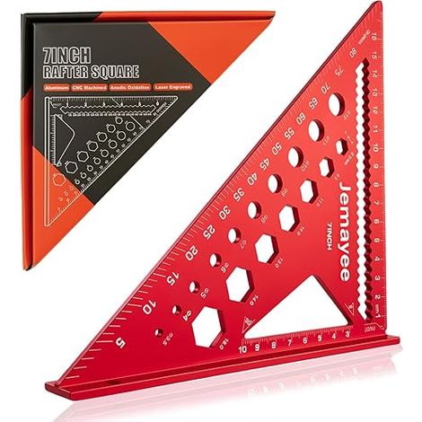 5 en 1 Equerre Menuisier 180mm Multifonction Équerre à Chapeau 4mm Aluminium Equerre Charpentier Outil Menuisier Tout-en-un Équerre Rapporteur Règle Trusquin Gabarit de percage (1/5)