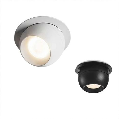 Projecteur LED encastrable rotatif anti-éblouissement, spot COB orientable, finition noire, idéal pour éclairage d'accentuation, pack de 4 unités (1/5)